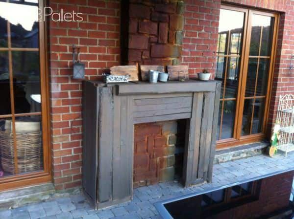 Rustic Pallet Outdoor Fireplace Faux Surround Pallet Terraces & Pallet Patios Rustic Pallet Outdoor Fireplace Faux Surround Pallet Terraces & Pallet Patios
