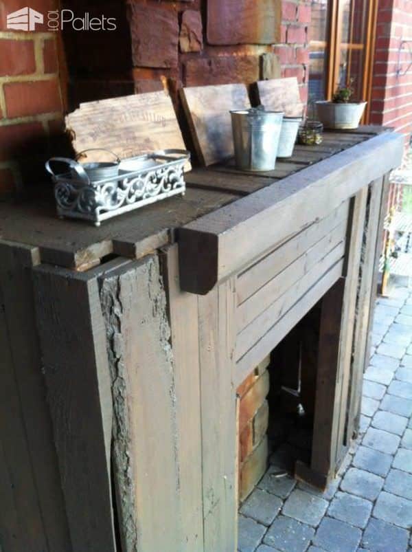 Rustic Pallet Outdoor Fireplace Faux Surround Pallet Terraces & Pallet Patios Rustic Pallet Outdoor Fireplace Faux Surround Pallet Terraces & Pallet Patios