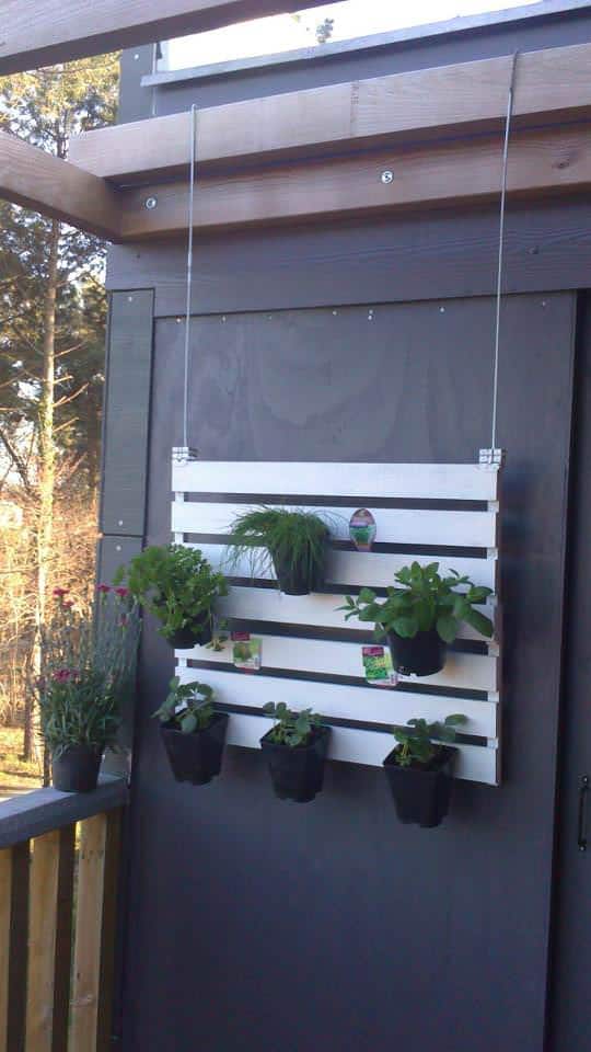 Suspended Pallet Vertical Garden For Your Balcony Pallet Planters & Compost Bins Suspended Pallet Vertical Garden For Your Balcony Pallet Planters & Compost Bins