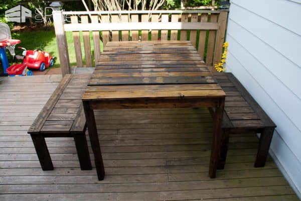 Outdoor Patio Set Made With Recycled Wooden Pallets Pallet Benches, Pallet Chairs & Stools Pallet Desks & Pallet Tables 