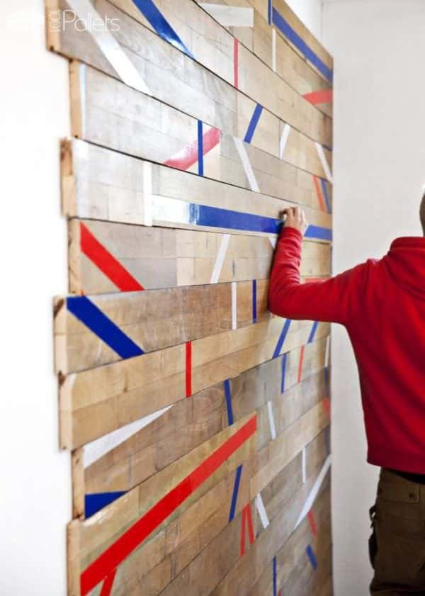 Wall Decoration Made Out Of A Repurposed Gym Floor Pallet Walls & Pallet Doors Wall Decoration Made Out Of A Repurposed Gym Floor Pallet Walls & Pallet Doors