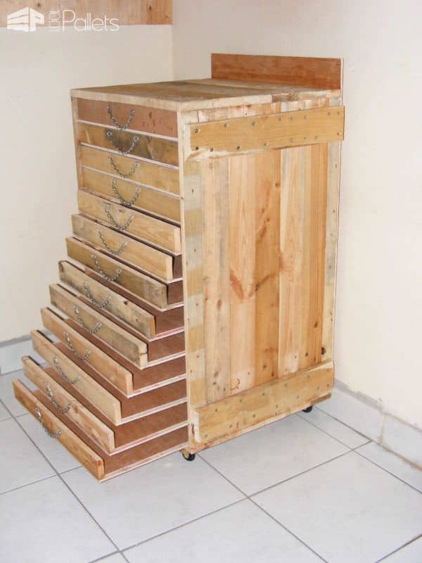 Pallet Tool Trolley / Servante D’atelier Pallet Cabinets & Wardrobes Pallet Tool Trolley / Servante D’atelier Pallet Cabinets & Wardrobes