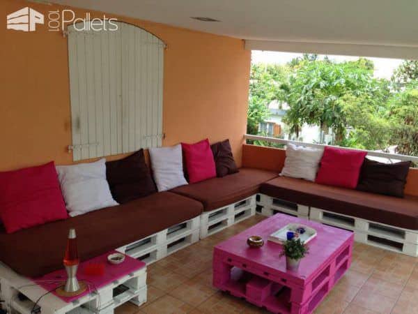 Canapé D’angle En Palettes / Corner Pallet Sofa Pallet Sofas & Couches 