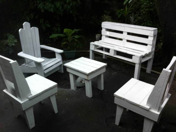 Salon De Jardin / Pallets Garden Set Pallet Benches, Pallet Chairs & Stools Pallets in the Garden 