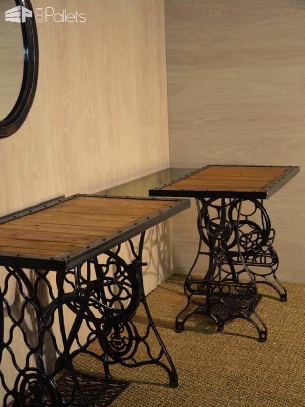 Old Sewing Machines Transformed Into Dressing Table Pallet Desks & Pallet Tables Old Sewing Machines Transformed Into Dressing Table Pallet Desks & Pallet Tables