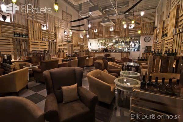 Paleta Cafe & Wine Bar In Slovakia Pallet Store, Bar & Restaurant Decorations Paleta Cafe & Wine Bar In Slovakia Pallet Store, Bar & Restaurant Decorations