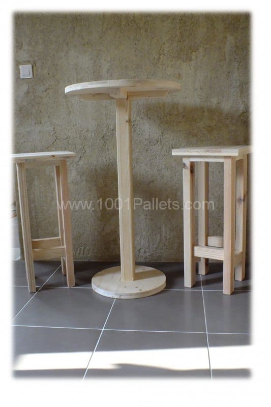 Table Haute Et Ses 2 Tabourets Pallet Bars Table Haute Et Ses 2 Tabourets Pallet Bars