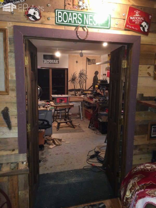 Basement Partition Wall Out of Pallets Pallet Walls & Pallet Doors Basement Partition Wall Out of Pallets Pallet Walls & Pallet Doors