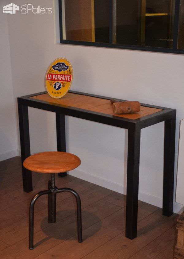 Console Métallique Minimaliste / Metal & Pallet Minimalist Console Pallet Desks & Pallet Tables Console Métallique Minimaliste / Metal & Pallet Minimalist Console Pallet Desks & Pallet Tables