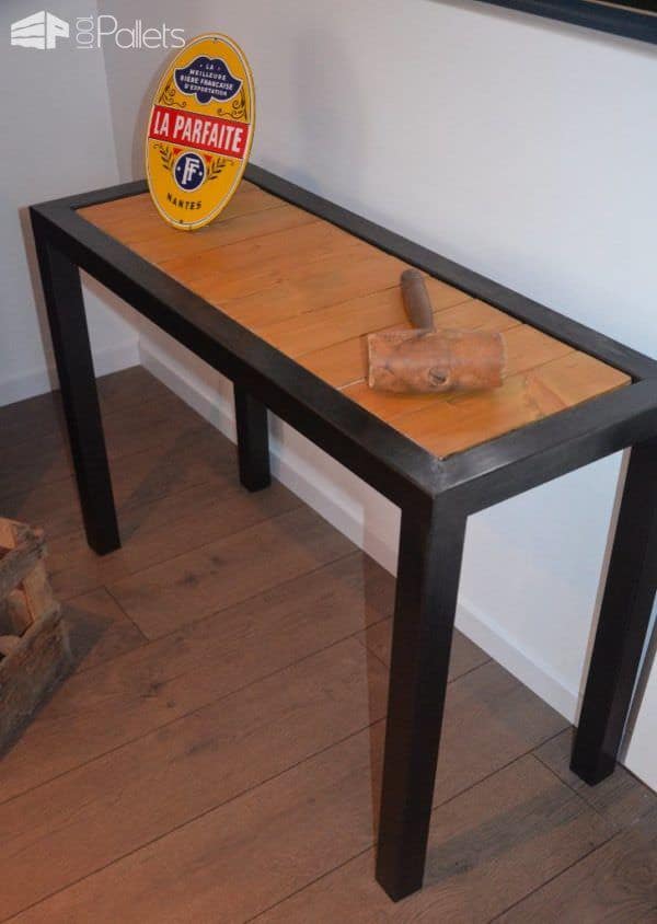 Console Métallique Minimaliste / Metal & Pallet Minimalist Console Pallet Desks & Pallet Tables Console Métallique Minimaliste / Metal & Pallet Minimalist Console Pallet Desks & Pallet Tables