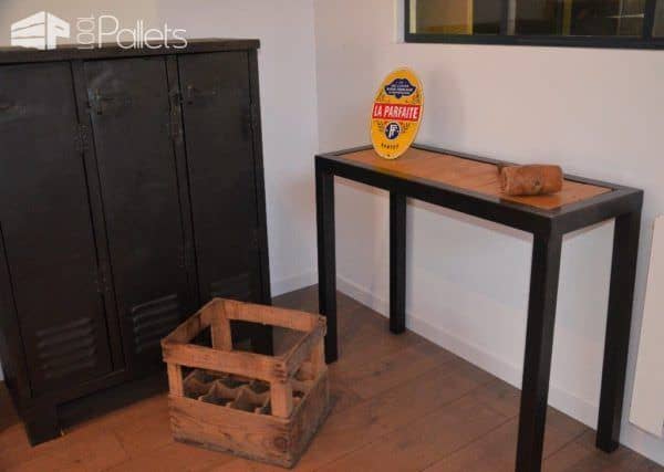 Console Métallique Minimaliste / Metal & Pallet Minimalist Console Pallet Desks & Pallet Tables Console Métallique Minimaliste / Metal & Pallet Minimalist Console Pallet Desks & Pallet Tables