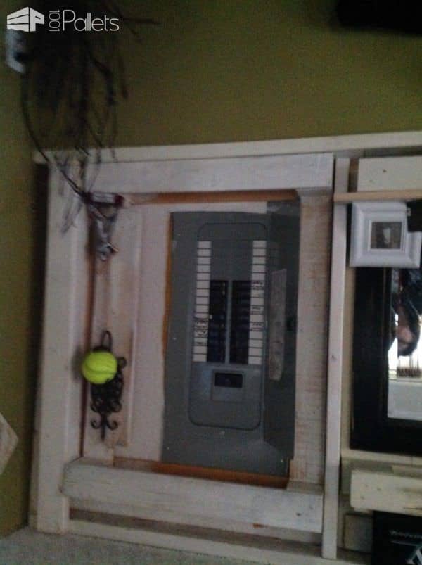 Pallet Wall With Working Electric Fireplace Pallet Walls & Pallet Doors Pallet Wall With Working Electric Fireplace Pallet Walls & Pallet Doors