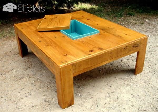 Grande Table Basse Avec Caisson Central / Large Coffee Table With Central Box Pallet Coffee Tables Grande Table Basse Avec Caisson Central / Large Coffee Table With Central Box Pallet Coffee Tables