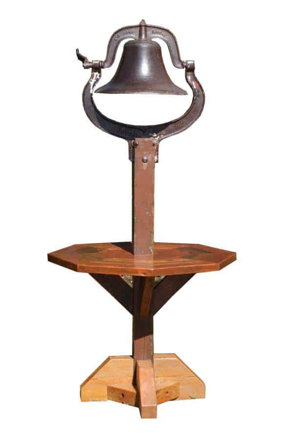 Octagon Side Table With Antique Bell Pallet Desks & Pallet Tables Octagon Side Table With Antique Bell Pallet Desks & Pallet Tables