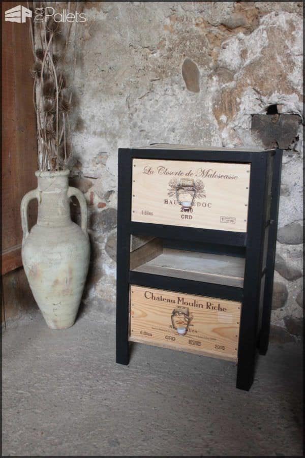 Petit Meuble à Tiroirs / Reclaimed Pallets and Wine Crates Cabinet Pallet Cabinets & Wardrobes Petit Meuble à Tiroirs / Reclaimed Pallets and Wine Crates Cabinet Pallet Cabinets & Wardrobes