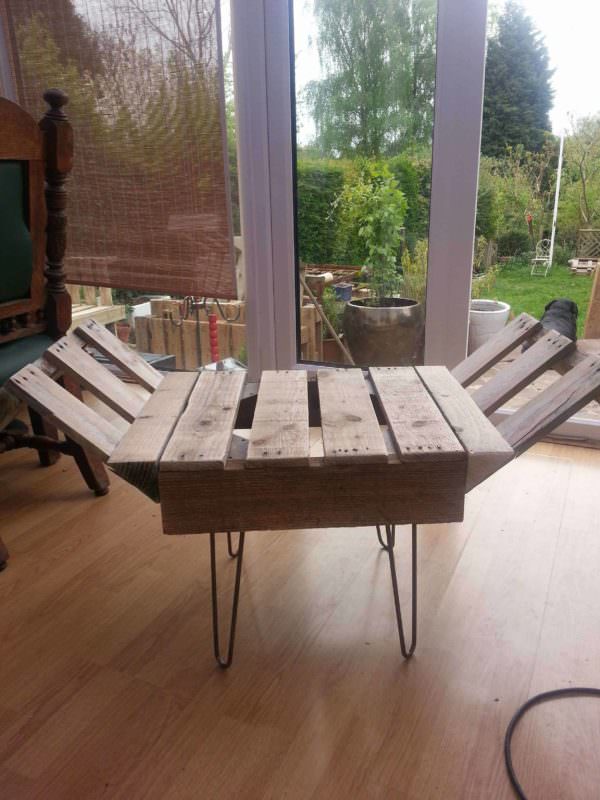 Retro Style Indoor Bench From Upcycled Pallet & Steel Pallet Benches, Pallet Chairs & Stools Retro Style Indoor Bench From Upcycled Pallet & Steel Pallet Benches, Pallet Chairs & Stools