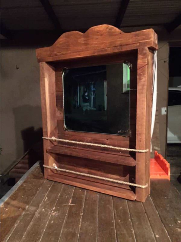 Bathroom Mirror & Shelf Pallet Shelves & Pallet Coat Hangers Bathroom Mirror & Shelf Pallet Shelves & Pallet Coat Hangers