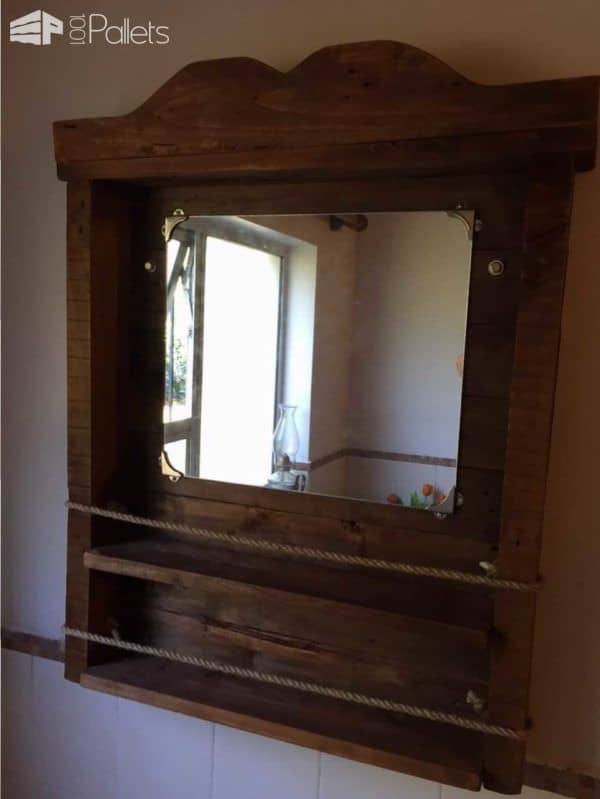 Bathroom Mirror & Shelf Pallet Shelves & Pallet Coat Hangers Bathroom Mirror & Shelf Pallet Shelves & Pallet Coat Hangers