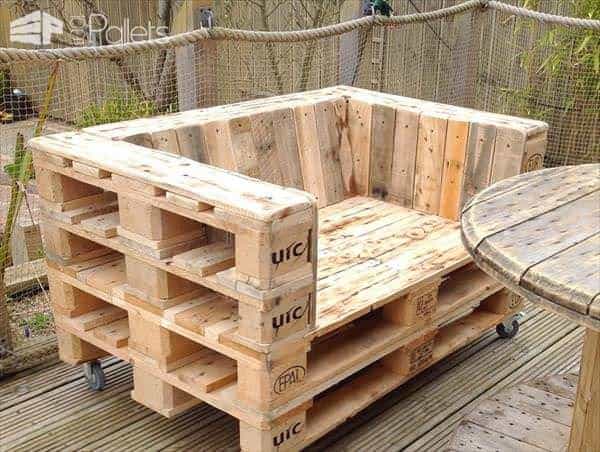 Pallet Armchair on Casters Pallet Benches, Pallet Chairs & Stools Pallet Armchair on Casters Pallet Benches, Pallet Chairs & Stools