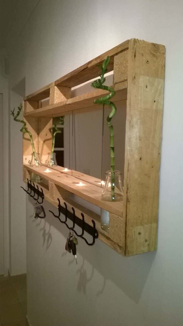 Pallet Mirror For My Entrance Pallet Candle Holders Pallet Shelves & Pallet Coat Hangers Pallet Mirror For My Entrance Pallet Candle Holders Pallet Shelves & Pallet Coat Hangers