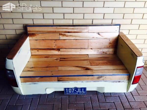 Old Car Parts and Pallets Upcycled Into a Beautiful Bench Pallet Benches, Pallet Chairs & Stools Old Car Parts and Pallets Upcycled Into a Beautiful Bench Pallet Benches, Pallet Chairs & Stools