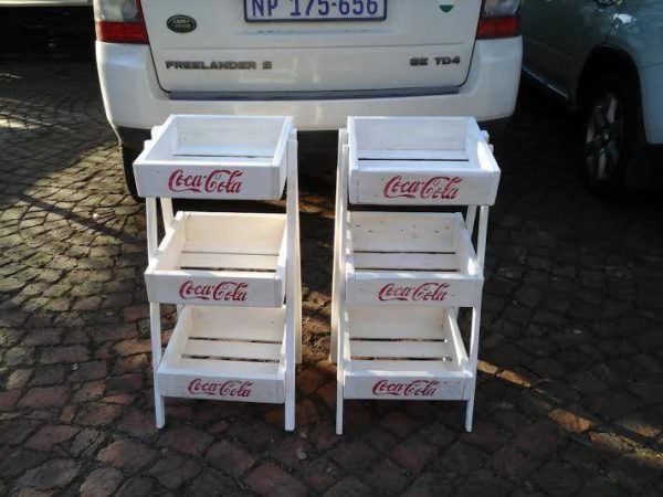 3 Tier Coca Cola All Purpose Stands Pallet Shelves & Pallet Coat Hangers 3 Tier Coca Cola All Purpose Stands Pallet Shelves & Pallet Coat Hangers
