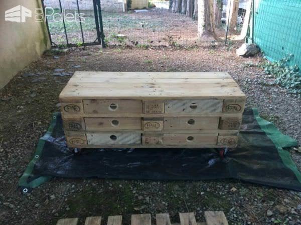 Meuble Tv Avec Façades De Tiroirs / Pallet Tv Stand with Six Drawers Pallet TV Stands & Racks Meuble Tv Avec Façades De Tiroirs / Pallet Tv Stand with Six Drawers Pallet TV Stands & Racks