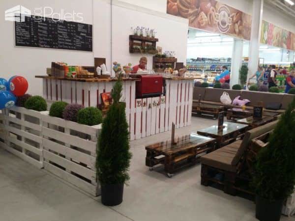 Coffee Shop Furniture Out Of Upcycled Pallets Pallet Store, Bar & Restaurant Decorations Coffee Shop Furniture Out Of Upcycled Pallets Pallet Store, Bar & Restaurant Decorations