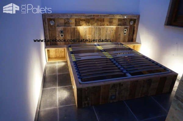 Modern Pallet Bed & Headboard With Lights & Motion Sensor Pallet Beds, Pallet Headboards & Frames Modern Pallet Bed & Headboard With Lights & Motion Sensor Pallet Beds, Pallet Headboards & Frames