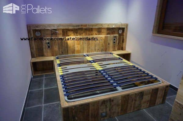 Modern Pallet Bed & Headboard With Lights & Motion Sensor Pallet Beds, Pallet Headboards & Frames Modern Pallet Bed & Headboard With Lights & Motion Sensor Pallet Beds, Pallet Headboards & Frames