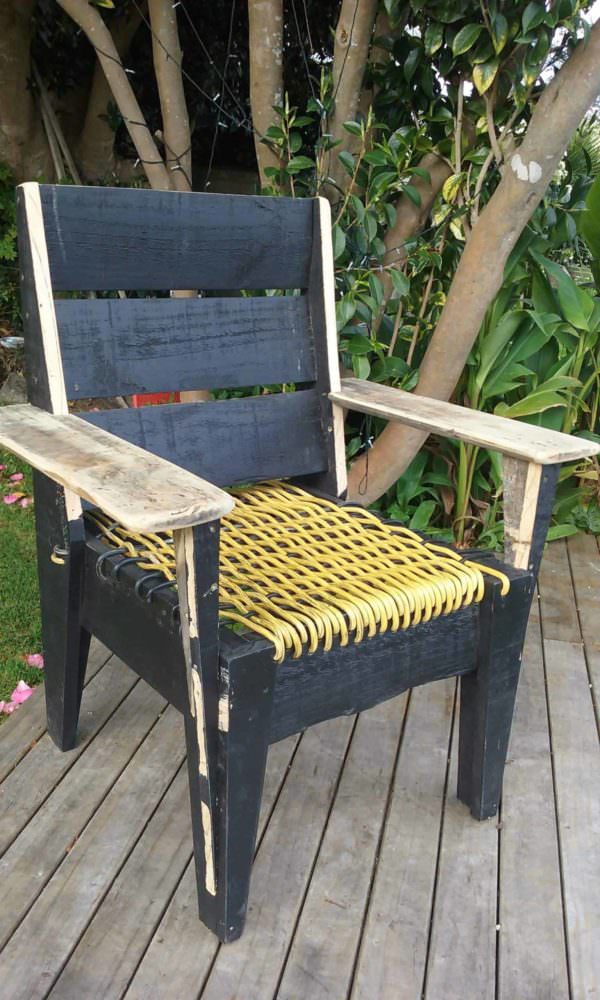 Pallet Chair With Woven Power Cord Seat Pallet Benches, Pallet Chairs & Stools Pallet Chair With Woven Power Cord Seat Pallet Benches, Pallet Chairs & Stools