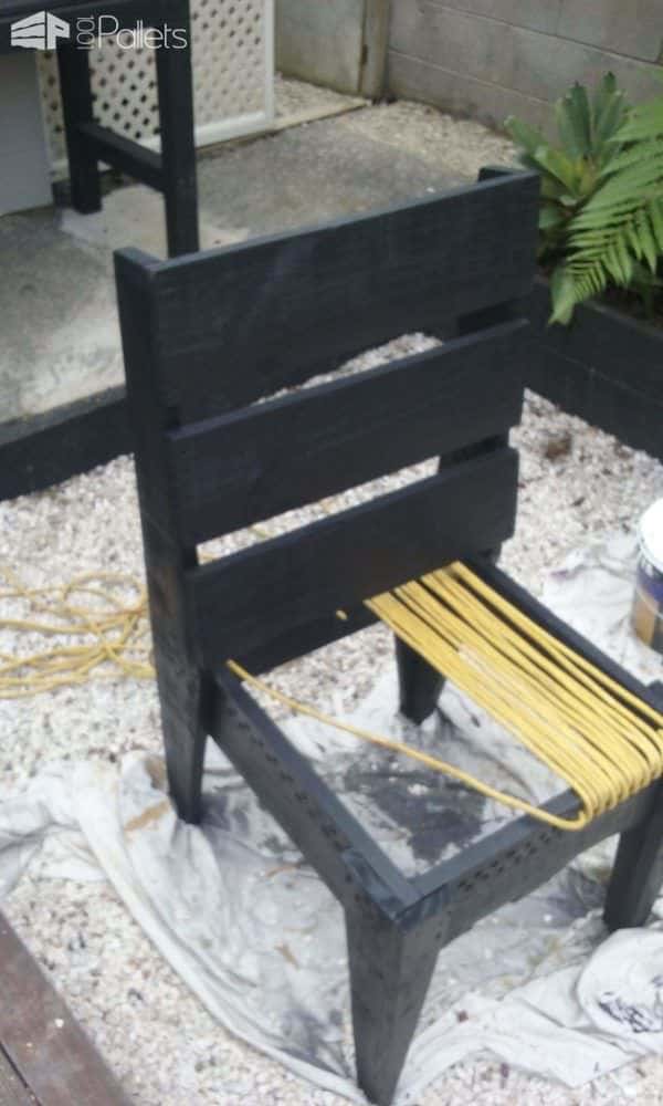 Pallet Chair With Woven Power Cord Seat Pallet Benches, Pallet Chairs & Stools Pallet Chair With Woven Power Cord Seat Pallet Benches, Pallet Chairs & Stools