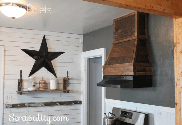 Pallet Wood Adds A Rustic Style To Kitchen Hood Pallet Walls & Pallet Doors 
