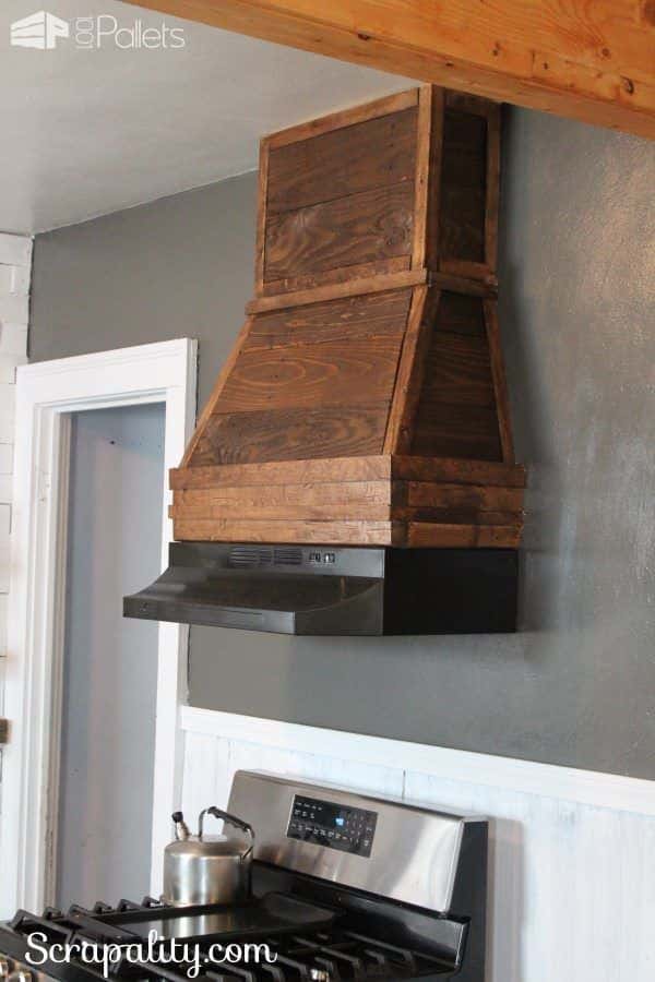 Pallet Wood Adds A Rustic Style To Kitchen Hood Pallet Walls & Pallet Doors 