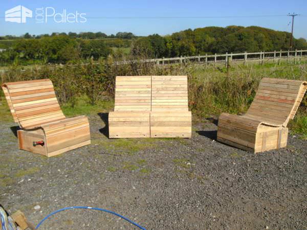 Pallet Wood Easy Lounger 3 Piece Suite Pallet Benches, Pallet Chairs & Stools Pallet Wood Easy Lounger 3 Piece Suite Pallet Benches, Pallet Chairs & Stools