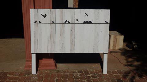 Whitewashed Headboard With Stenciling Pallet Beds, Pallet Headboards & Frames Whitewashed Headboard With Stenciling Pallet Beds, Pallet Headboards & Frames
