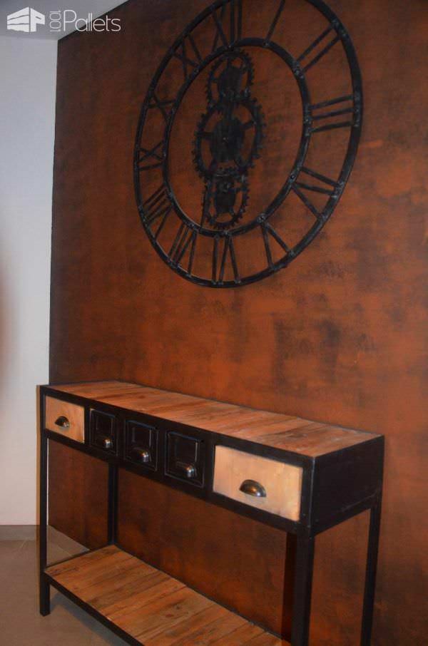 Industrial Console From Pallets & Metal / Console Industrielle En Bois Et Métal Pallet Desks & Pallet Tables Industrial Console From Pallets & Metal / Console Industrielle En Bois Et Métal Pallet Desks & Pallet Tables