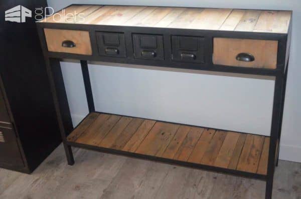 Industrial Console From Pallets & Metal / Console Industrielle En Bois Et Métal Pallet Desks & Pallet Tables Industrial Console From Pallets & Metal / Console Industrielle En Bois Et Métal Pallet Desks & Pallet Tables