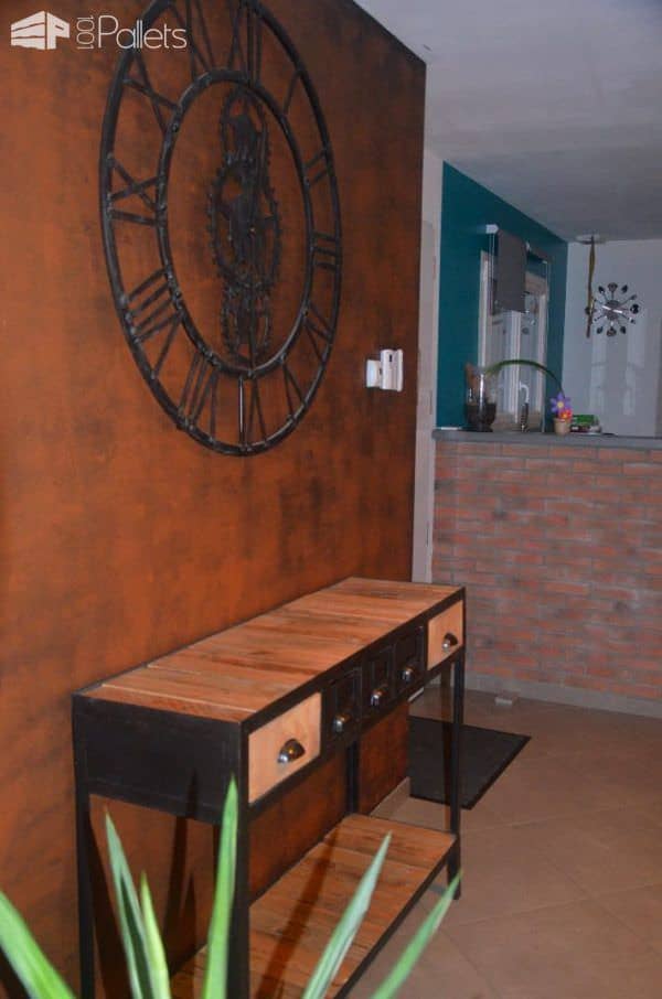 Industrial Console From Pallets & Metal / Console Industrielle En Bois Et Métal Pallet Desks & Pallet Tables Industrial Console From Pallets & Metal / Console Industrielle En Bois Et Métal Pallet Desks & Pallet Tables