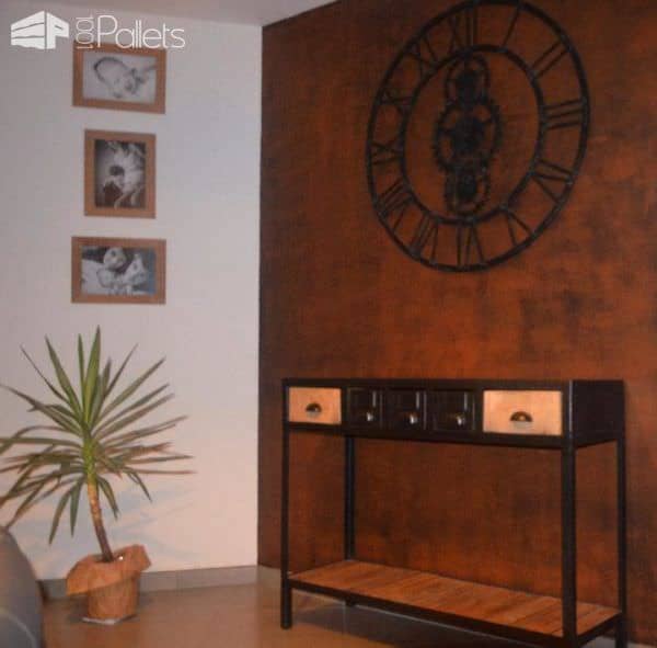 Industrial Console From Pallets & Metal / Console Industrielle En Bois Et Métal Pallet Desks & Pallet Tables Industrial Console From Pallets & Metal / Console Industrielle En Bois Et Métal Pallet Desks & Pallet Tables