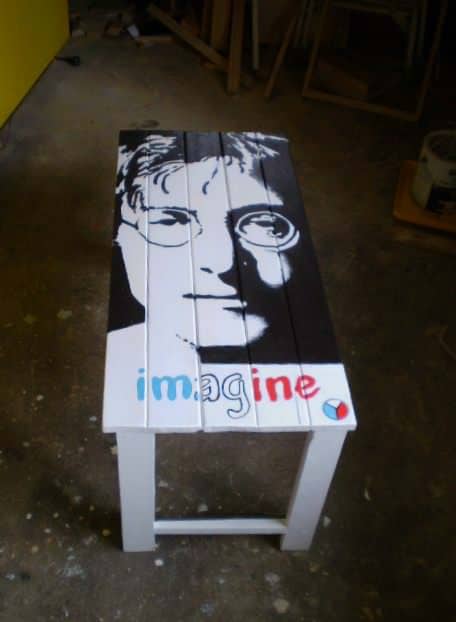 John Lennon Memorial Pallet Table In Memory Of The French Events #prayforparis Pallet Desks & Pallet Tables John Lennon Memorial Pallet Table In Memory Of The French Events #prayforparis Pallet Desks & Pallet Tables