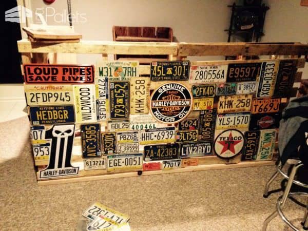 Bar Made from Repurposed Pallets & Car Plates Pallet Bars Bar Made from Repurposed Pallets & Car Plates Pallet Bars