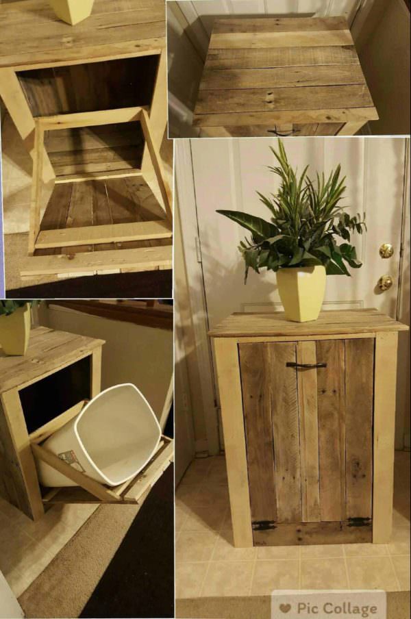 Garbage Can Holder Out Of Pallet Wood Pallet Boxes & Chests 