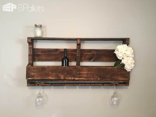 Rustic Pallet Wine Rack For 10 Bottles & 7 Glasses Pallet Shelves & Pallet Coat Hangers Rustic Pallet Wine Rack For 10 Bottles & 7 Glasses Pallet Shelves & Pallet Coat Hangers
