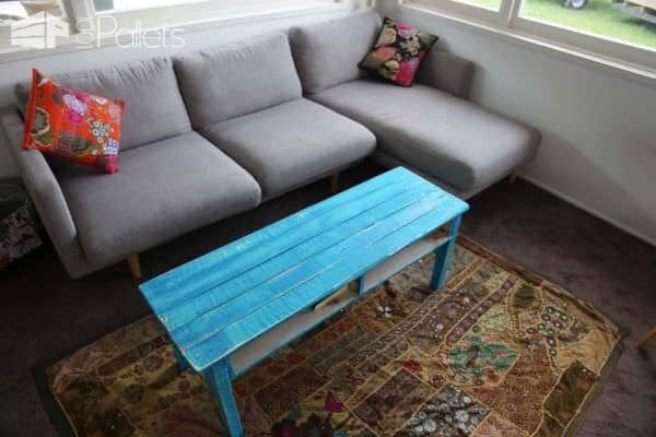 Coffee Table from One Pallet – Painted to Give a Rustic Look Pallet Coffee Tables Coffee Table from One Pallet – Painted to Give a Rustic Look Pallet Coffee Tables