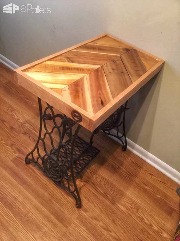 Reclaimed Pallet Epoxy Tabletop with Cast Iron Singer Base Pallet Desks & Pallet Tables Reclaimed Pallet Epoxy Tabletop with Cast Iron Singer Base Pallet Desks & Pallet Tables