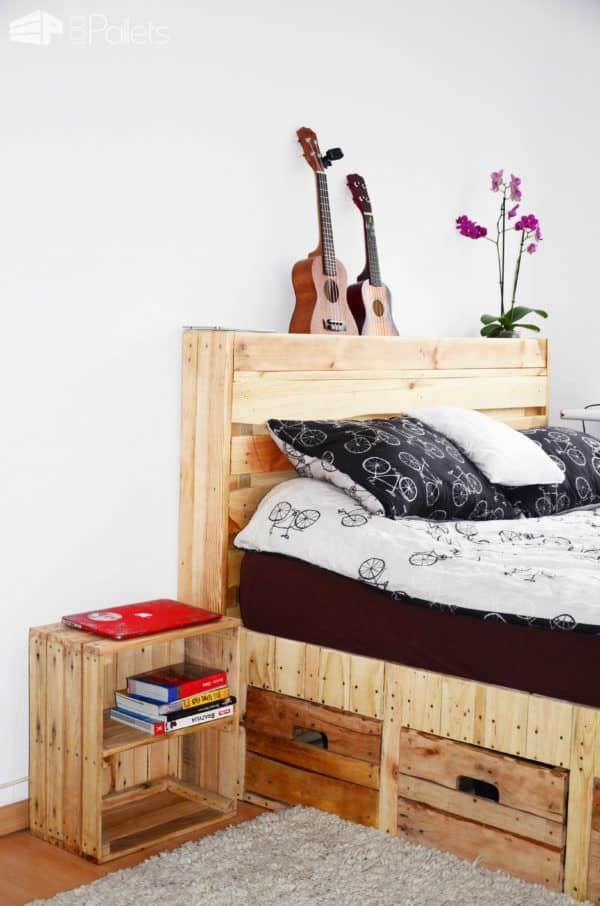 Pallet Wood King Size Bed with Drawers & Storage Pallet Beds, Pallet Headboards & Frames Pallet Wood King Size Bed with Drawers & Storage Pallet Beds, Pallet Headboards & Frames