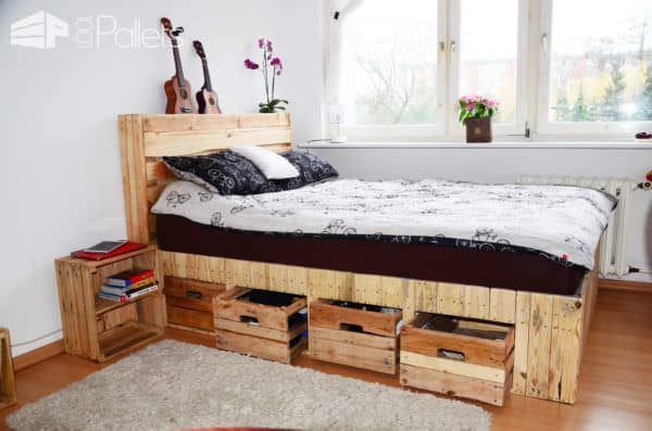 Pallet Wood King Size Bed with Drawers & Storage Pallet Beds, Pallet Headboards & Frames Pallet Wood King Size Bed with Drawers & Storage Pallet Beds, Pallet Headboards & Frames