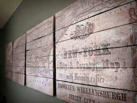 Pottery Barn Inspired New York Tiled Map Pallet Wall Decor & Pallet Painting Pottery Barn Inspired New York Tiled Map Pallet Wall Decor & Pallet Painting