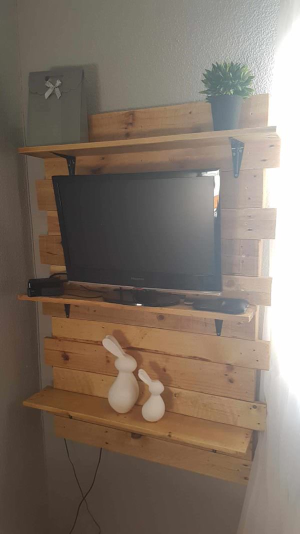 Bedroom Shelf from Two Pallets Pallet TV Stands & Racks 